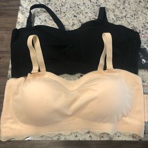 Black and tan bras with removable straps.